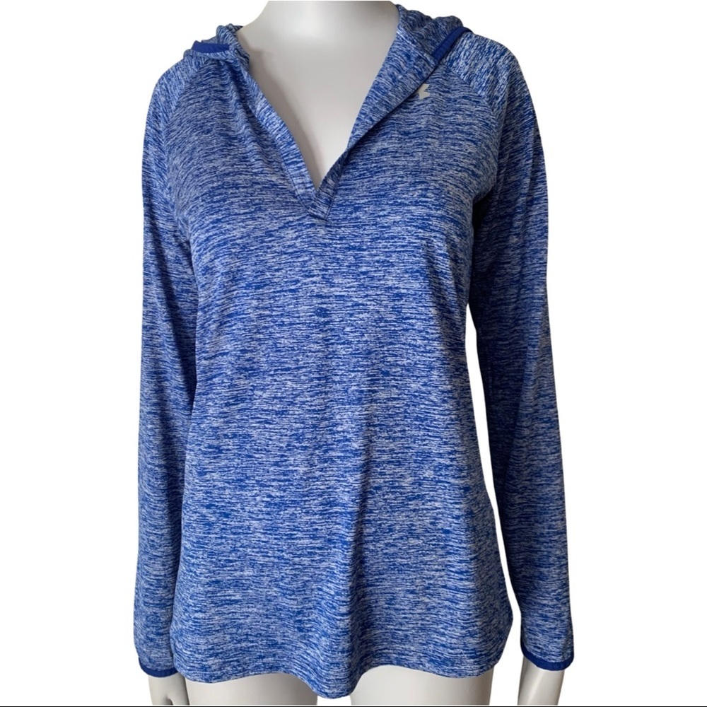 UNDER ARMOUR Loose Fit Athletic Hoodie Lightweight Blue Heathered Size XS